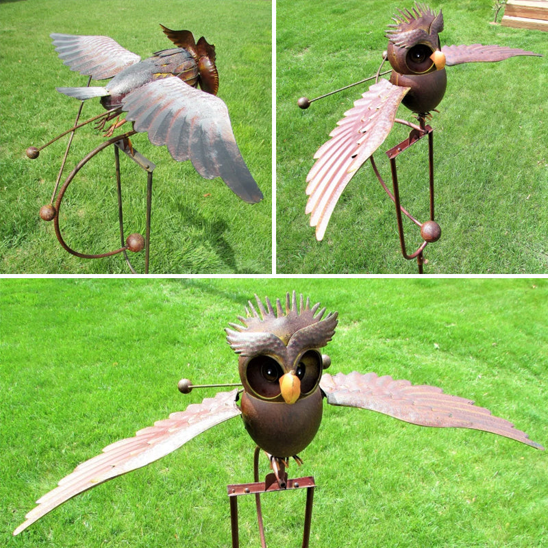Garden Sculpture-Bird Windmill for Patio Decor