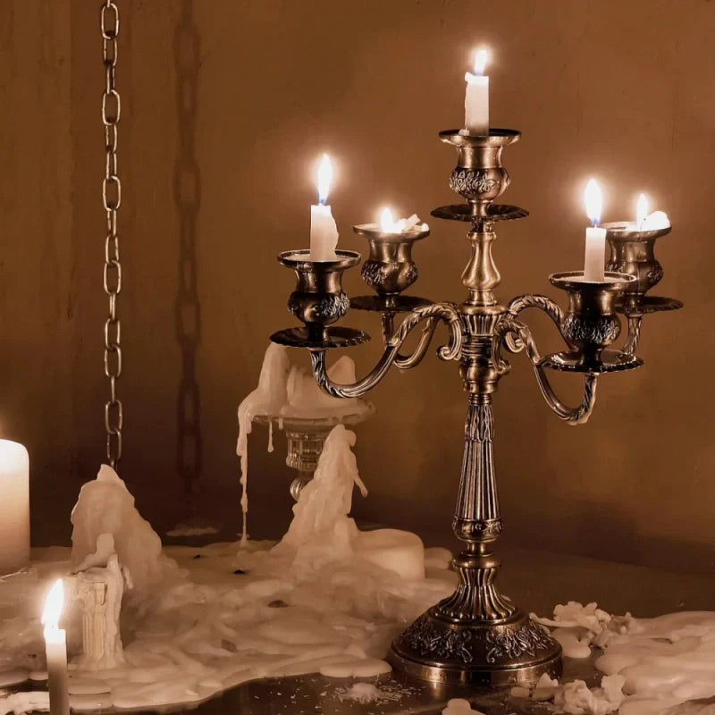 European Gold-Finish Candelabra for Taper Candles