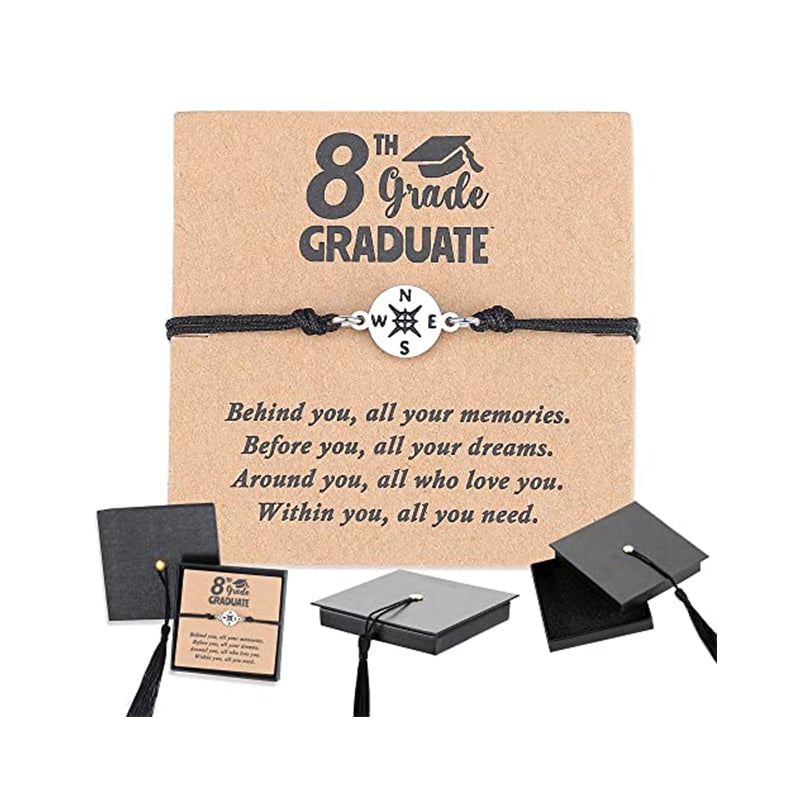 Graduation Keepsake Bracelet with Compass Charm