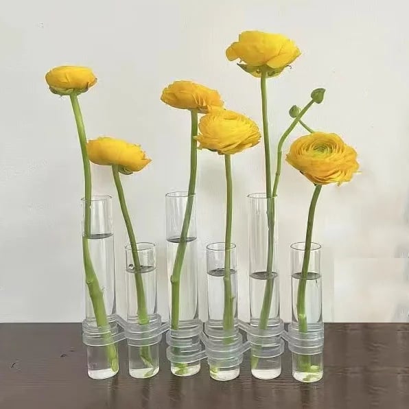 Adjustable Glass Tube Vases with Hinged Design for Modern Floral Displays
