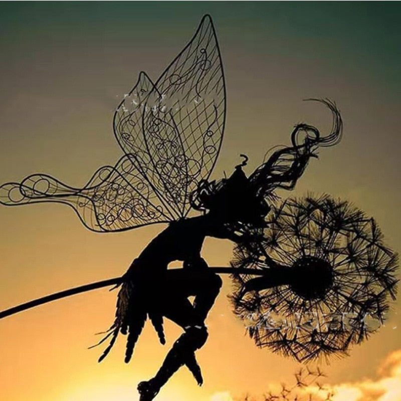 Fairy Garden Statue | Intricate Metal Art for Outdoor Spaces