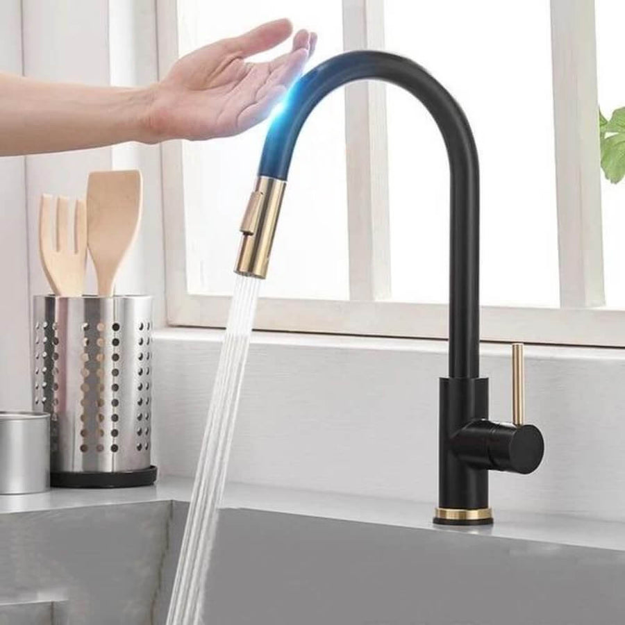 Touchless Sensor Kitchen Faucet with Pull-Out Flexible Spout | Modern Brass Mixer