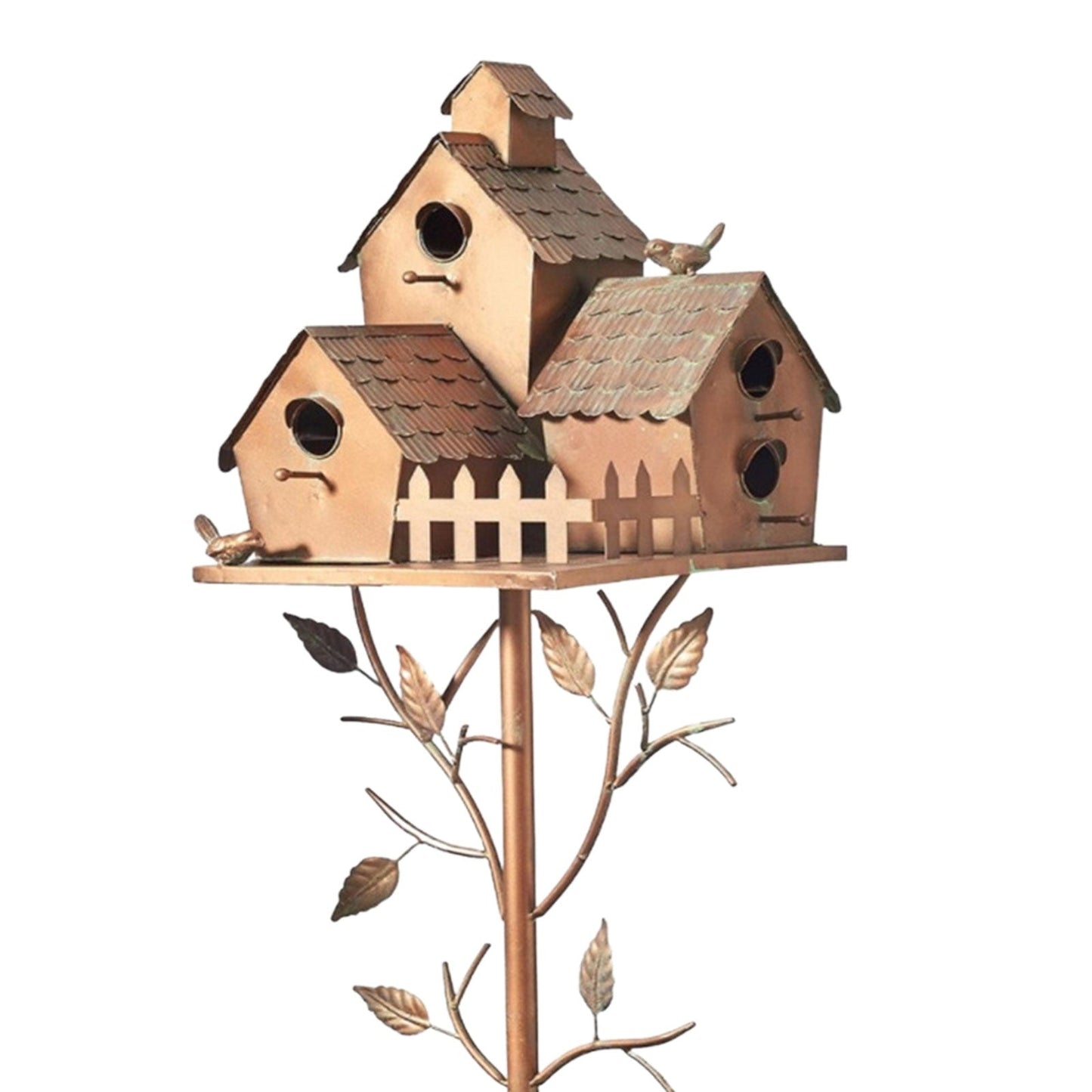Metal Art Birdhouse on a Garden Stake for Outdoor Charm
