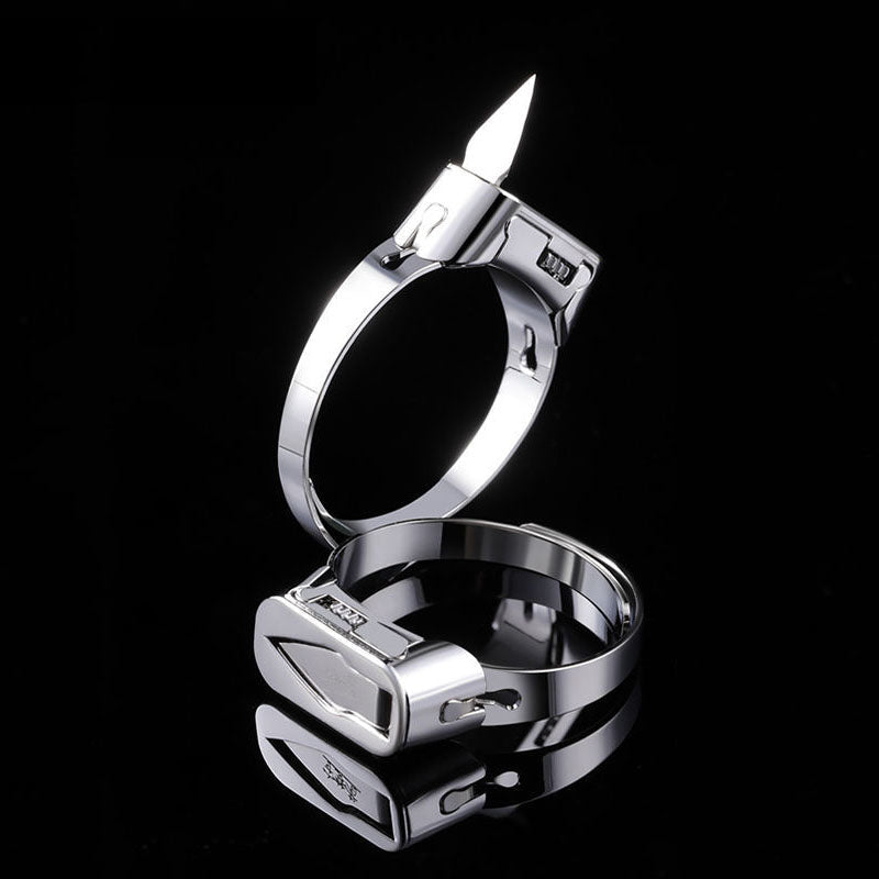 Stainless Steel Self Defense Survival Ring with Hidden Blade