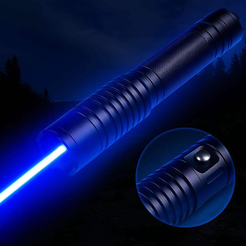 Blue Beam Laser Flashlight | 450nm Tactical Light with 5000m+ Range | Adjustable Focus
