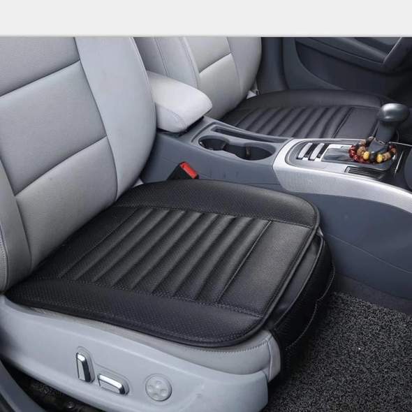 Leather Bamboo Charcoal Car Seat Cushion - Odor Absorbing, All-Season Use