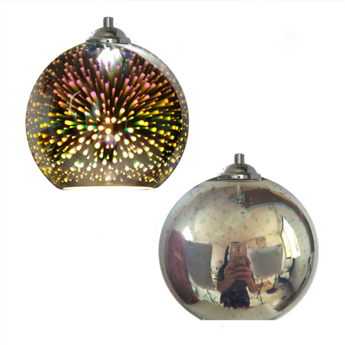 3D Firework Glass Dome Pendant Light - Colorful Modern Ceiling Fixture