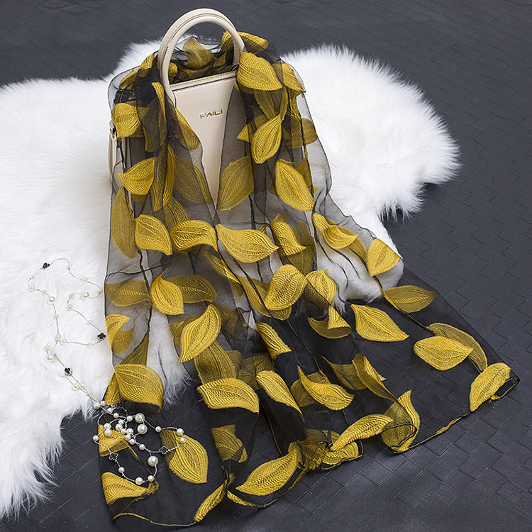 Silk Scarf with Floral Cutout Design