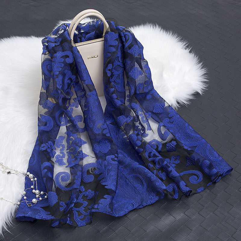 Silk Scarf with Floral Cutout Design