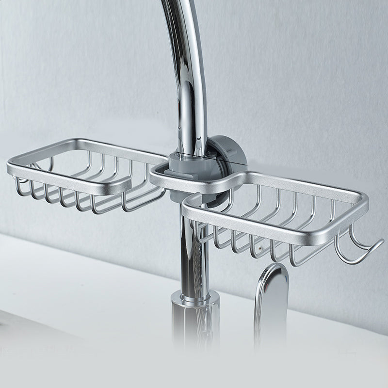 Shower Shampoo & Soap Holder - No Drill, Stainless Aluminum - Black/Silver