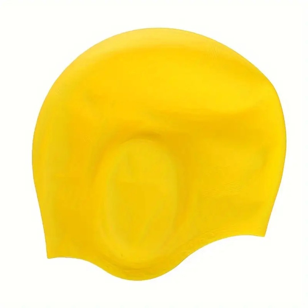 Silicone Swim Cap with Ear Cover and Long Hair Comfort