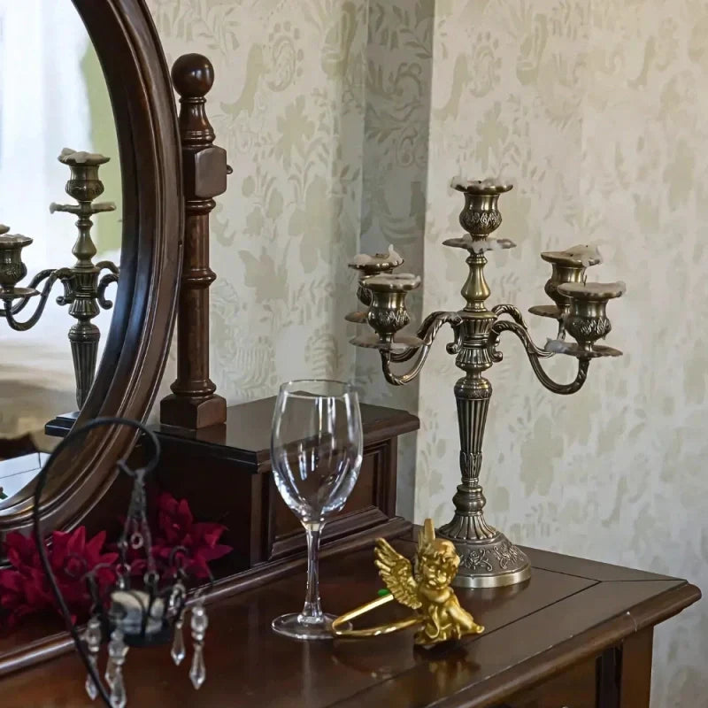European Gold-Finish Candelabra for Taper Candles