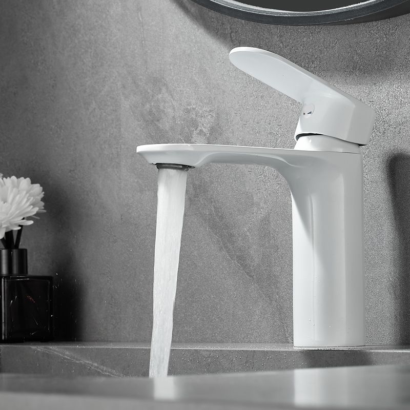 Monochrome Brass Lever Handle Bathroom Sink Faucet