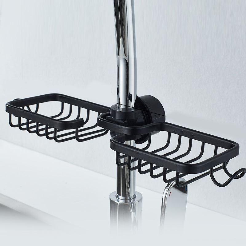Shower Shampoo & Soap Holder - No Drill, Stainless Aluminum - Black/Silver