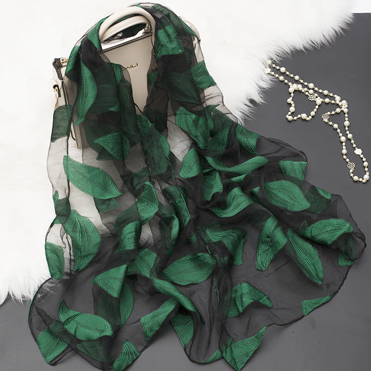 Silk Scarf with Floral Cutout Design