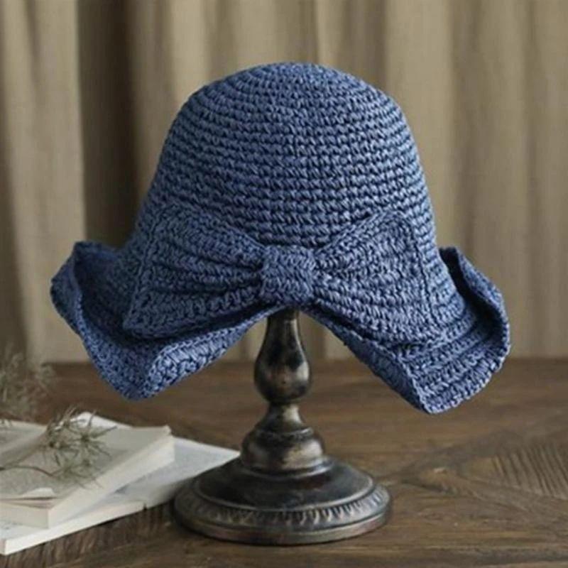 Brimmed Sun Hat with Bow for Summer