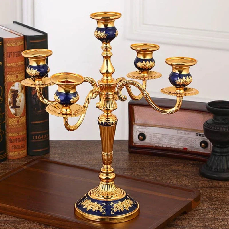 European Gold-Finish Candelabra for Taper Candles