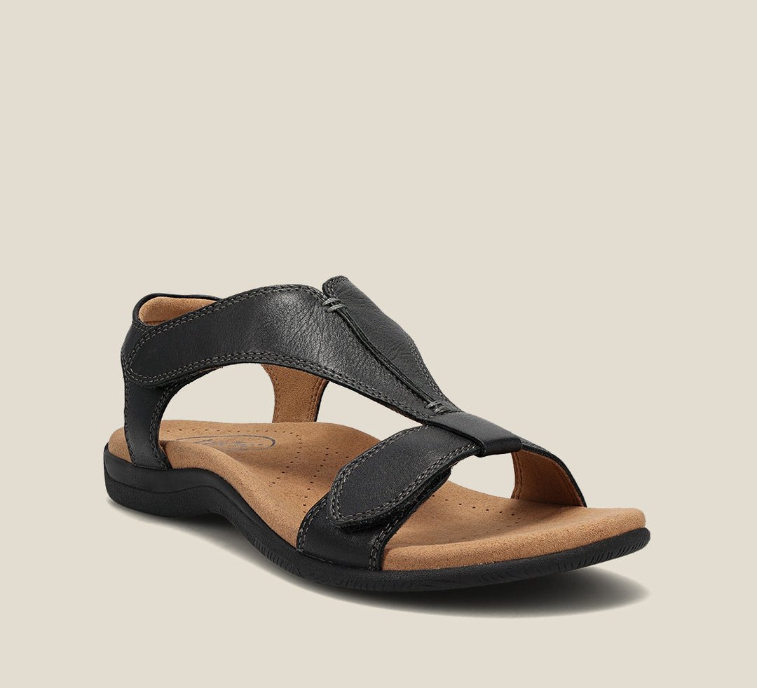 Orthopedic Leather T-Strap Sandals with EVA Sole