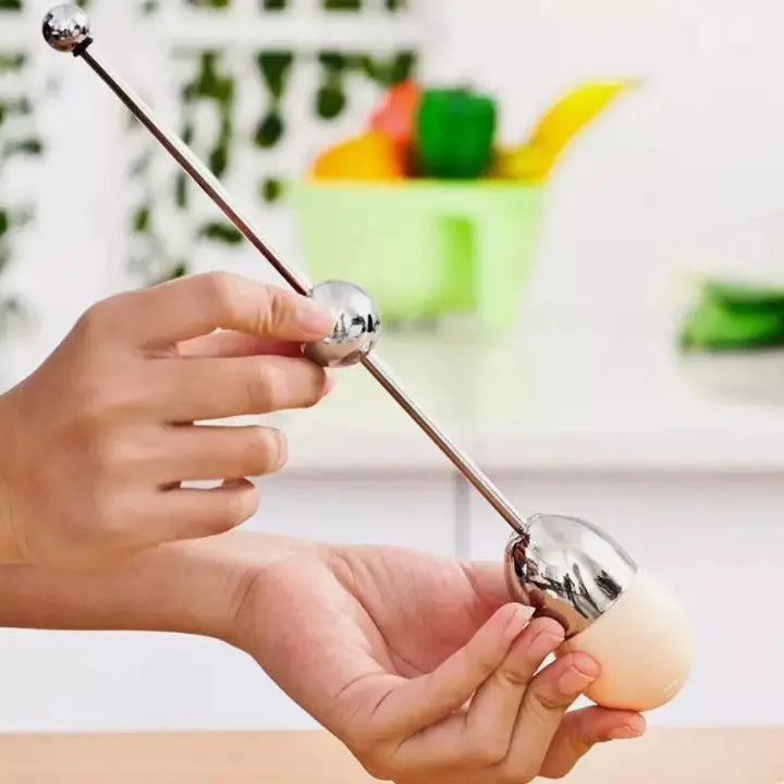 Stainless Steel Egg Cracker – Precision Break with Tapping Motion