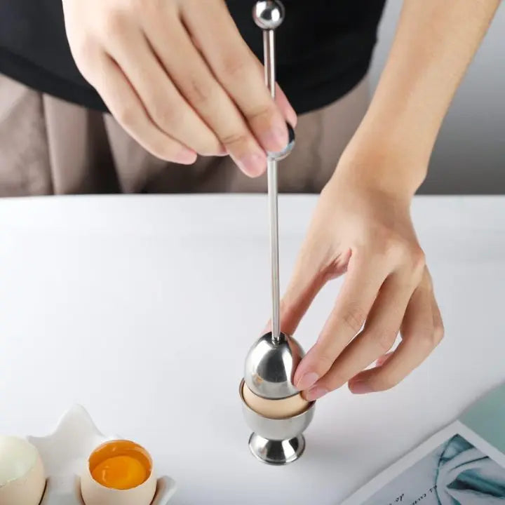 Stainless Steel Egg Cracker – Precision Break with Tapping Motion