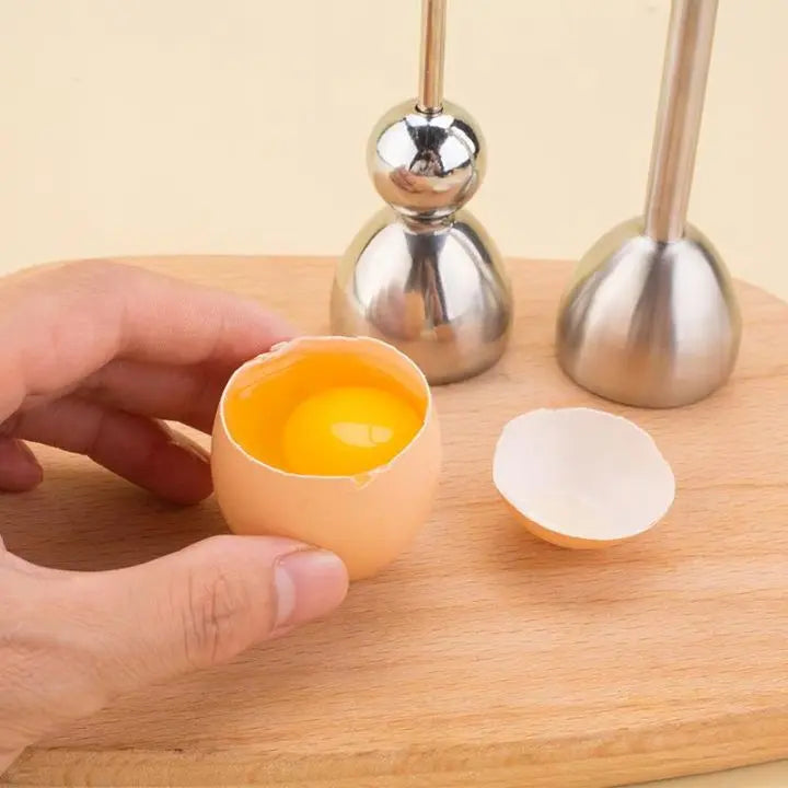 Stainless Steel Egg Cracker – Precision Break with Tapping Motion