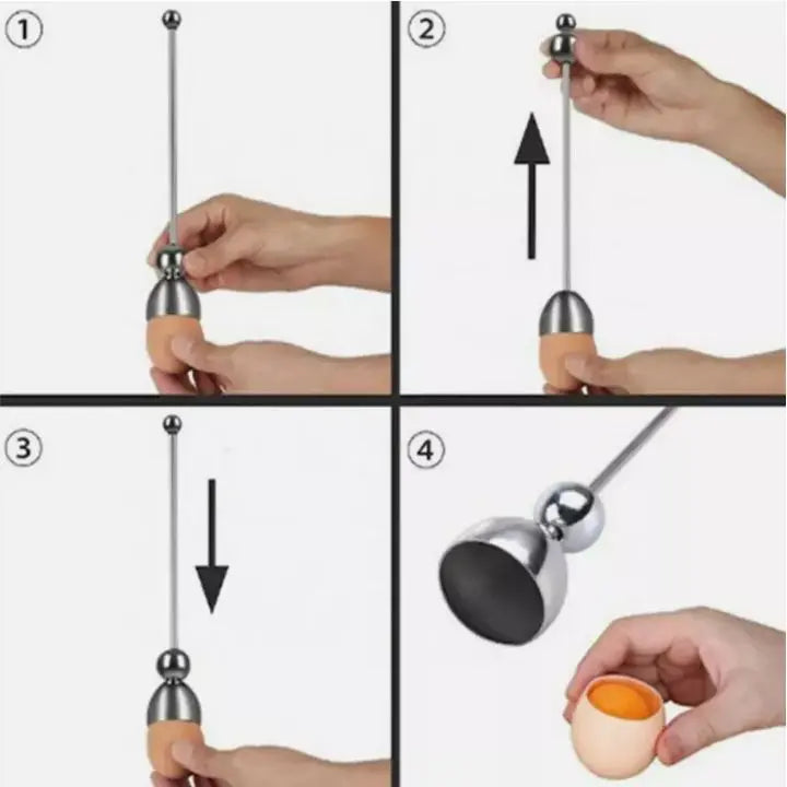 Stainless Steel Egg Cracker – Precision Break with Tapping Motion