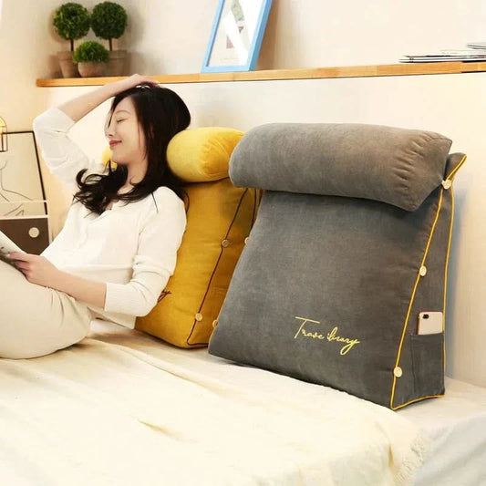 Wedge-Shaped Lumbar Pillow with Adjustable Neck Support