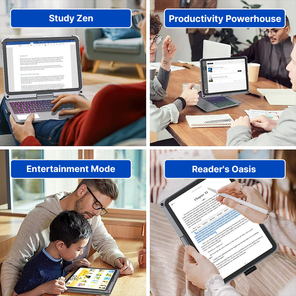Wireless Keyboard Case for iPad with Rotating Feature