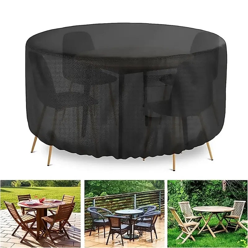 Round Waterproof Outdoor Furniture Cover, Heavy-Duty & UV-Resistant