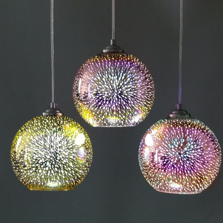 3D Firework Glass Dome Pendant Light - Colorful Modern Ceiling Fixture