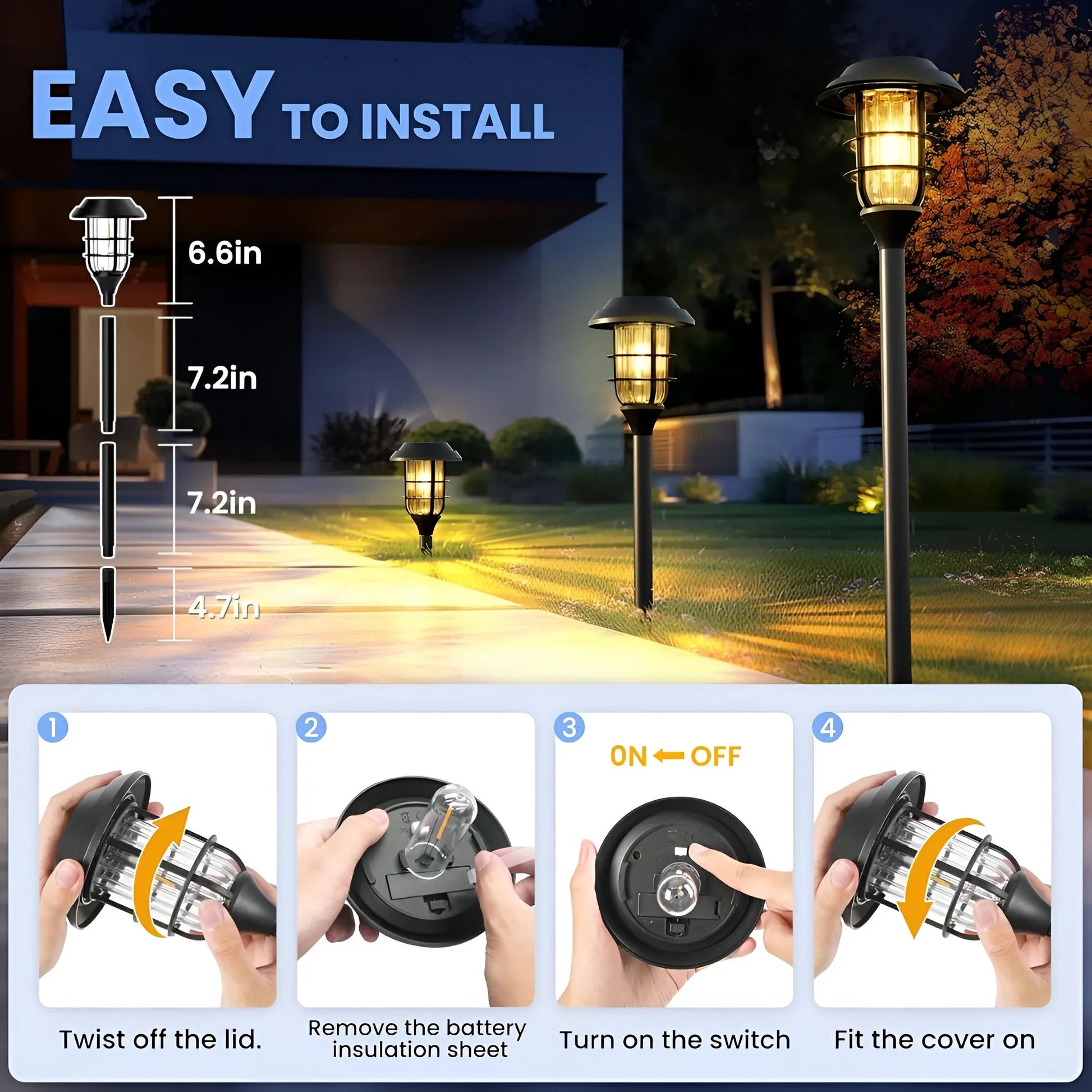 Solar-Powered Garden Light Set - 6 Pack
