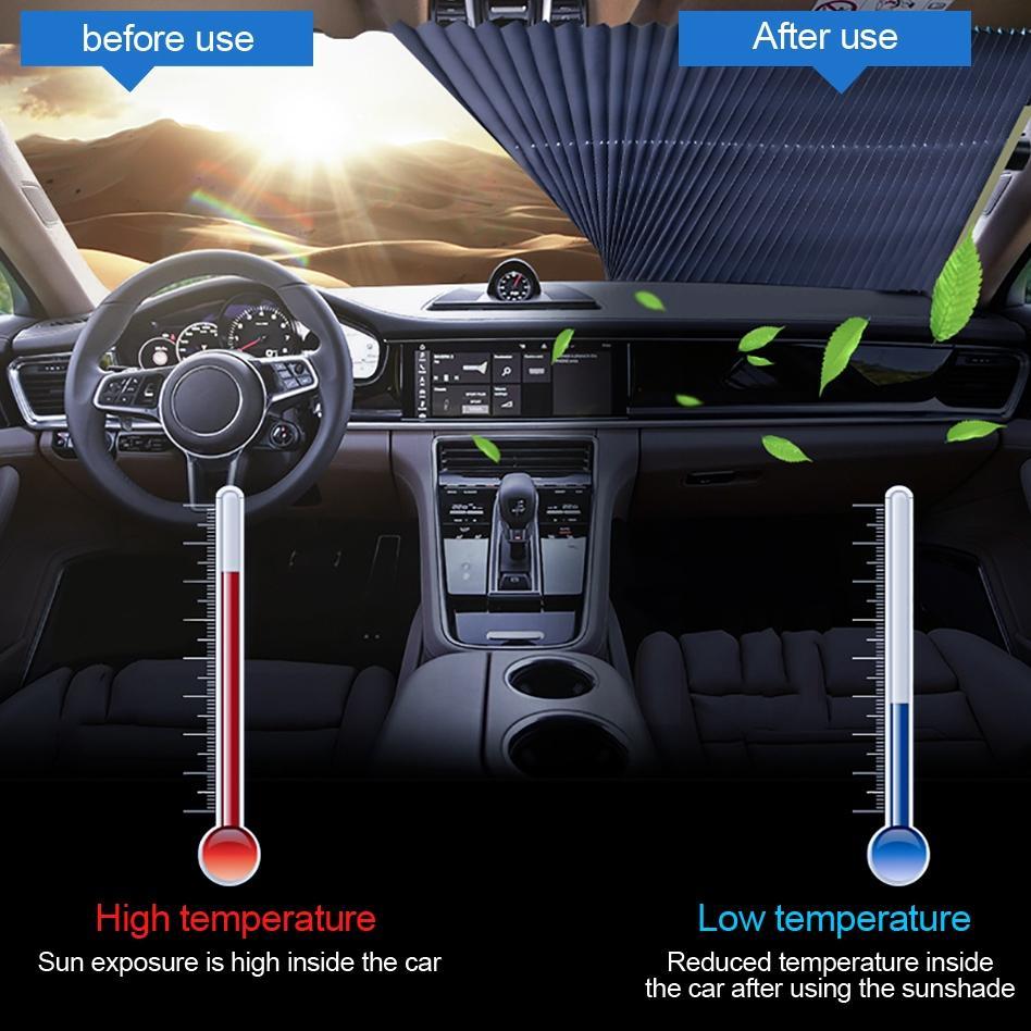 Retractable Sun Shade for Car Windshield