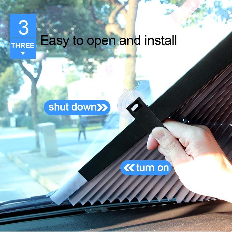 Retractable Sun Shade for Car Windshield