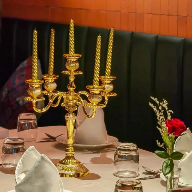 European Gold-Finish Candelabra for Taper Candles
