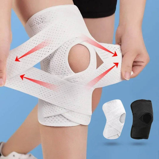 Knee Pads with Compression Springs & Tension Strap for Stability & Pain Relief