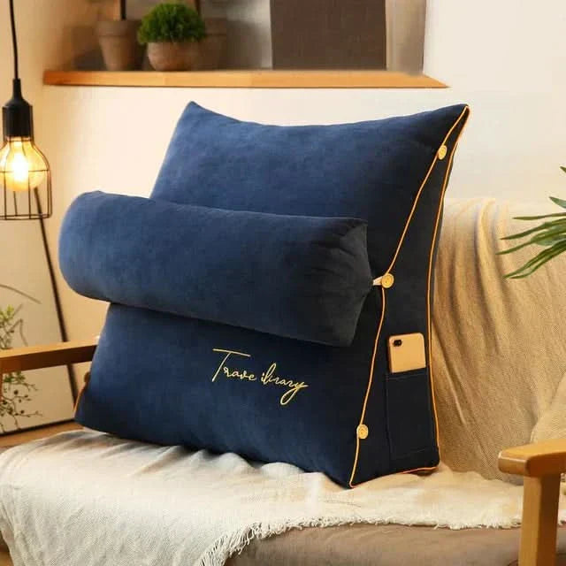 Wedge-Shaped Lumbar Pillow with Adjustable Neck Support