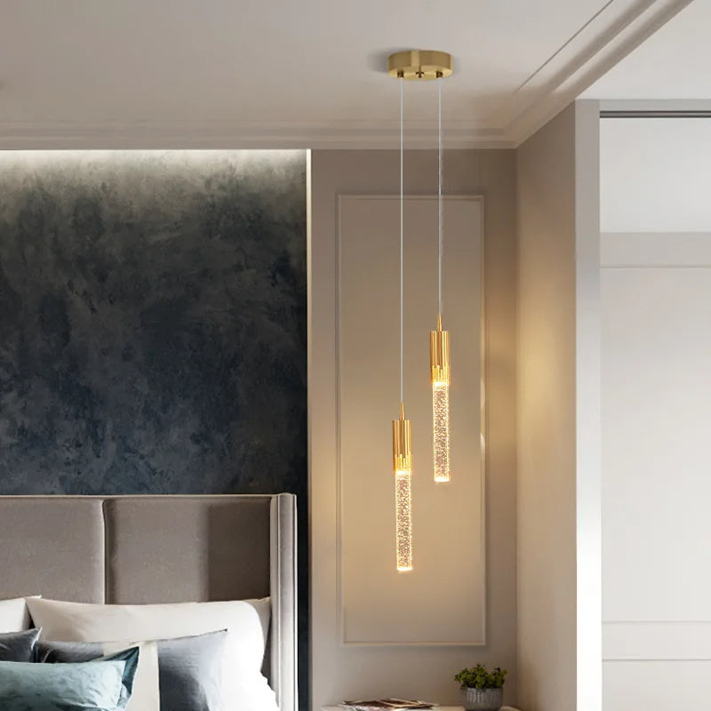 Cylindrical Glass Pendant Light - Elegant Warm Glow Fixture