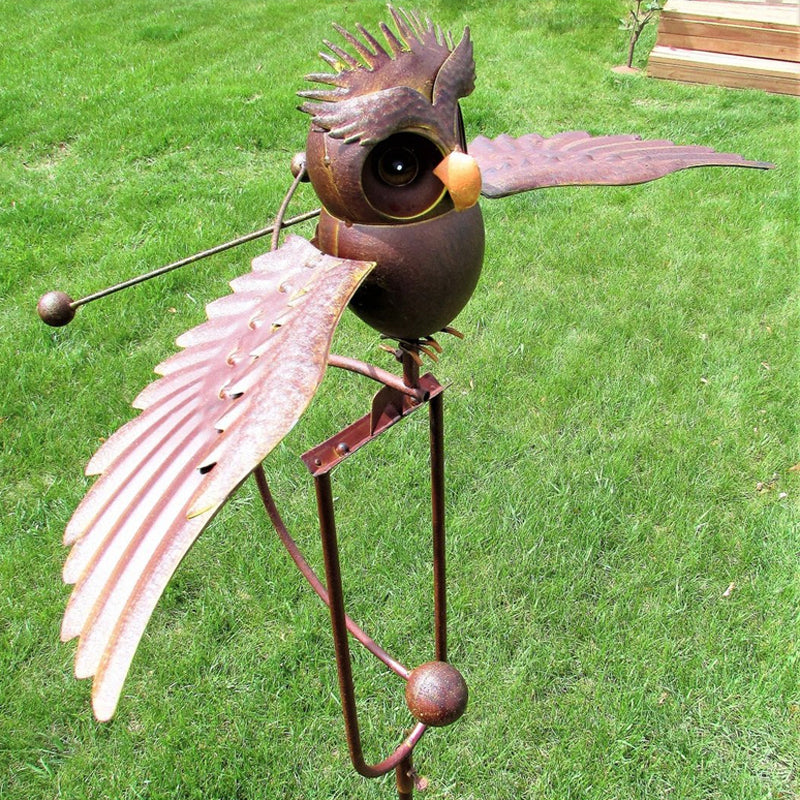 Outdoor Bird-Themed Windmill Sculpture for Gardens