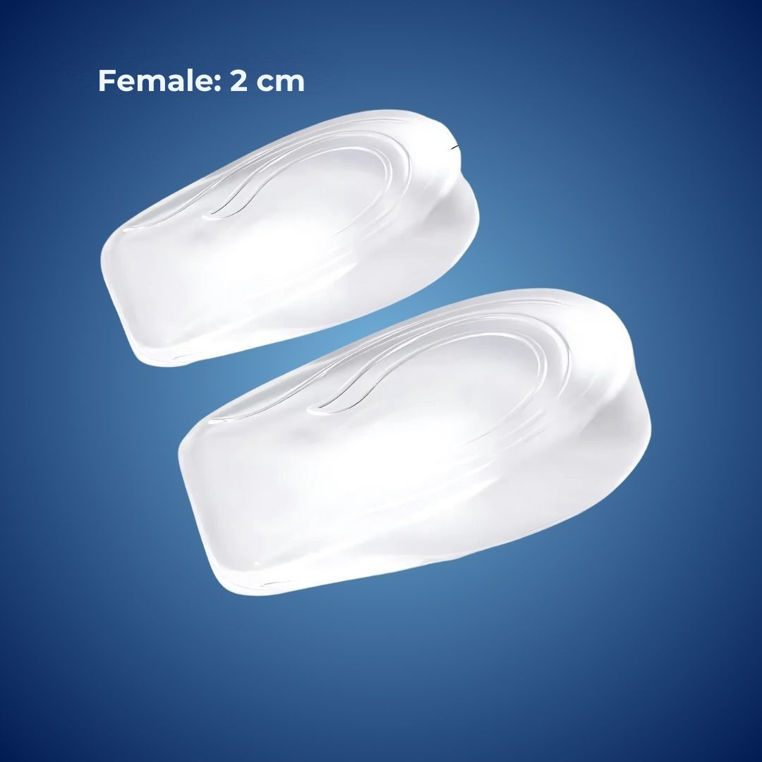 Silicone Gel Heel Lift Inserts for Height & Pain Relief - Plantar Fasciitis Aid