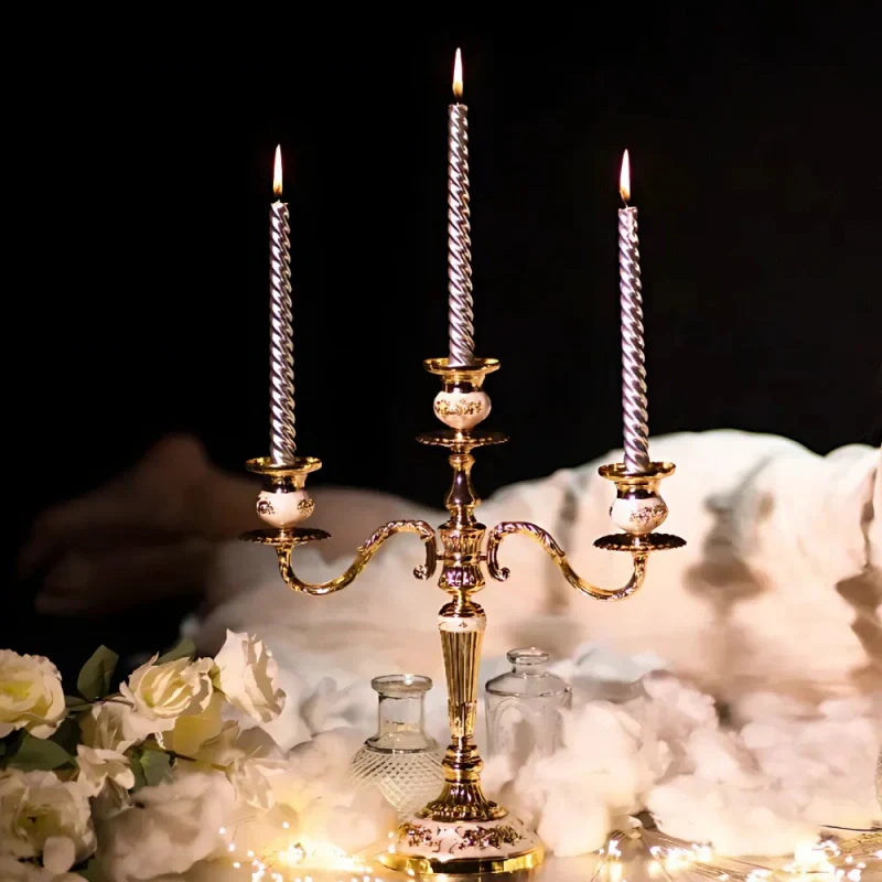 European Gold-Finish Candelabra for Taper Candles