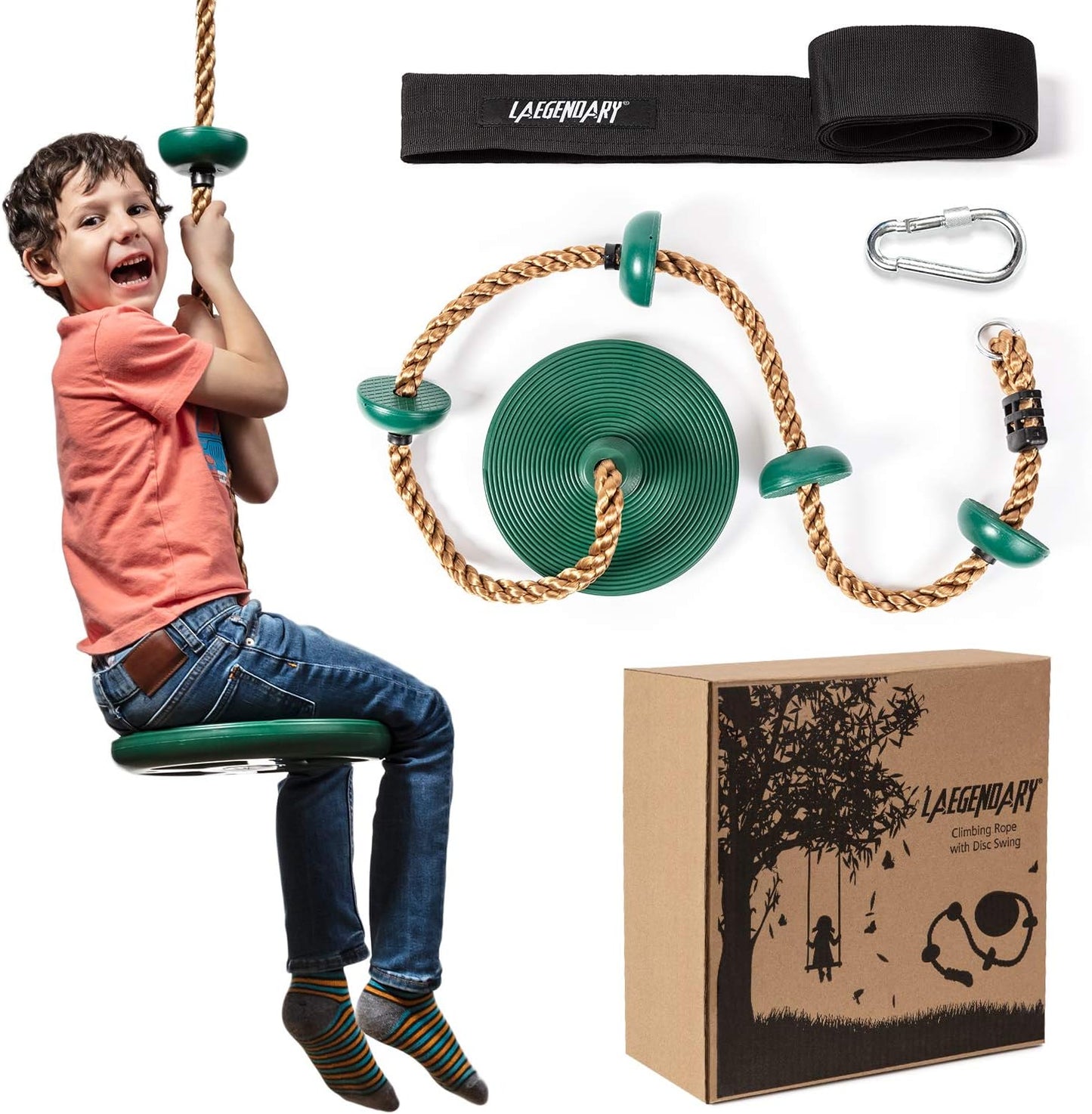 Adventure Tree Swing Set with Climbing Rope and Platforms for Kids