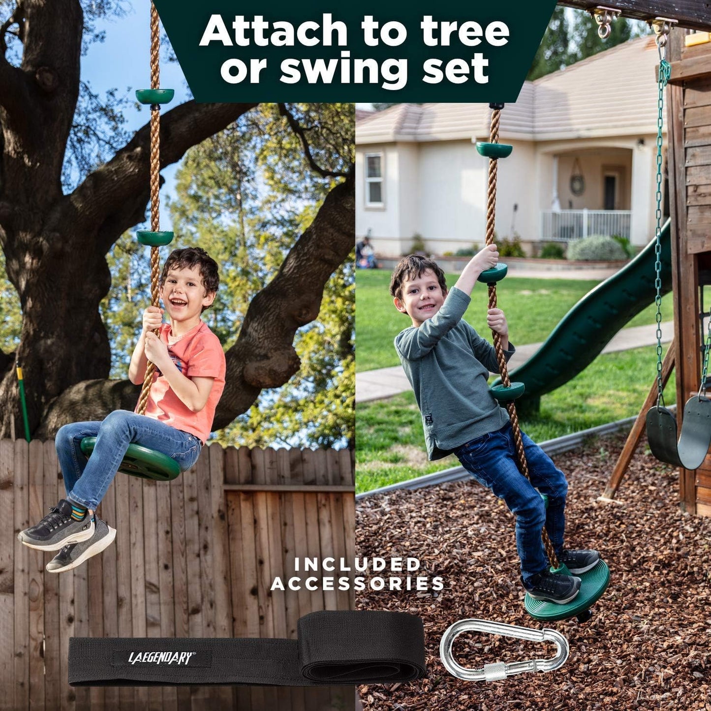 Adventure Tree Swing Set with Climbing Rope and Platforms for Kids