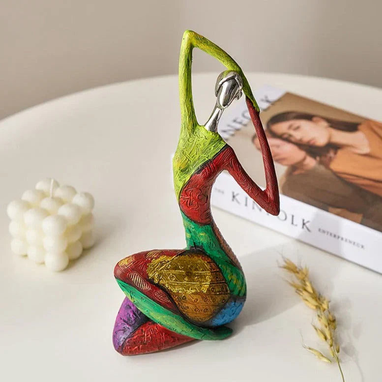 Contemporary Abstract Female Statues – Vibrant Resin Art for Interior Design