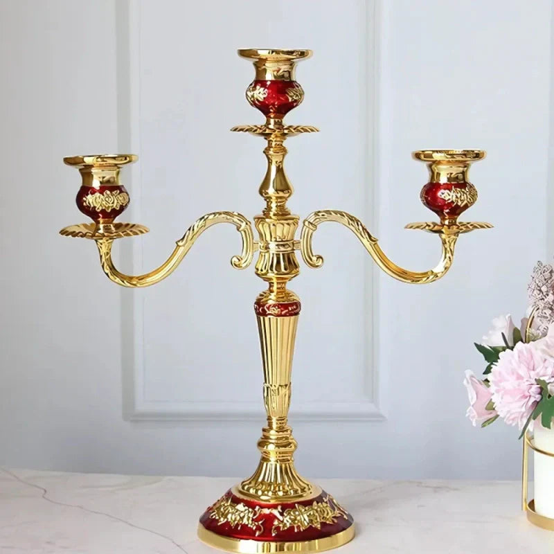 European Gold-Finish Candelabra for Taper Candles