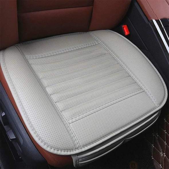 Leather Bamboo Charcoal Car Seat Cushion - Odor Absorbing, All-Season Use