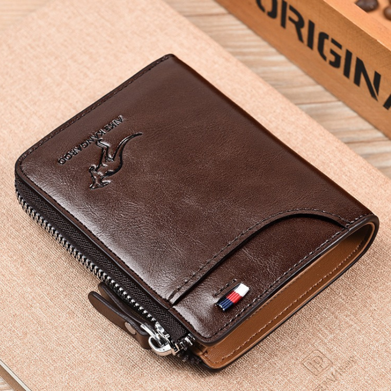 Men's Genuine Leather RFID Blocking Anti-Theft Wallet