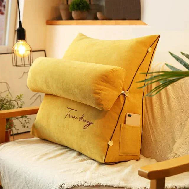 Wedge-Shaped Lumbar Pillow with Adjustable Neck Support