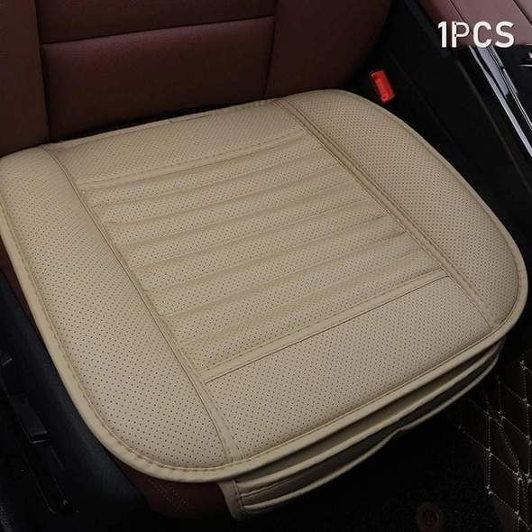 Leather Bamboo Charcoal Car Seat Cushion - Odor Absorbing, All-Season Use
