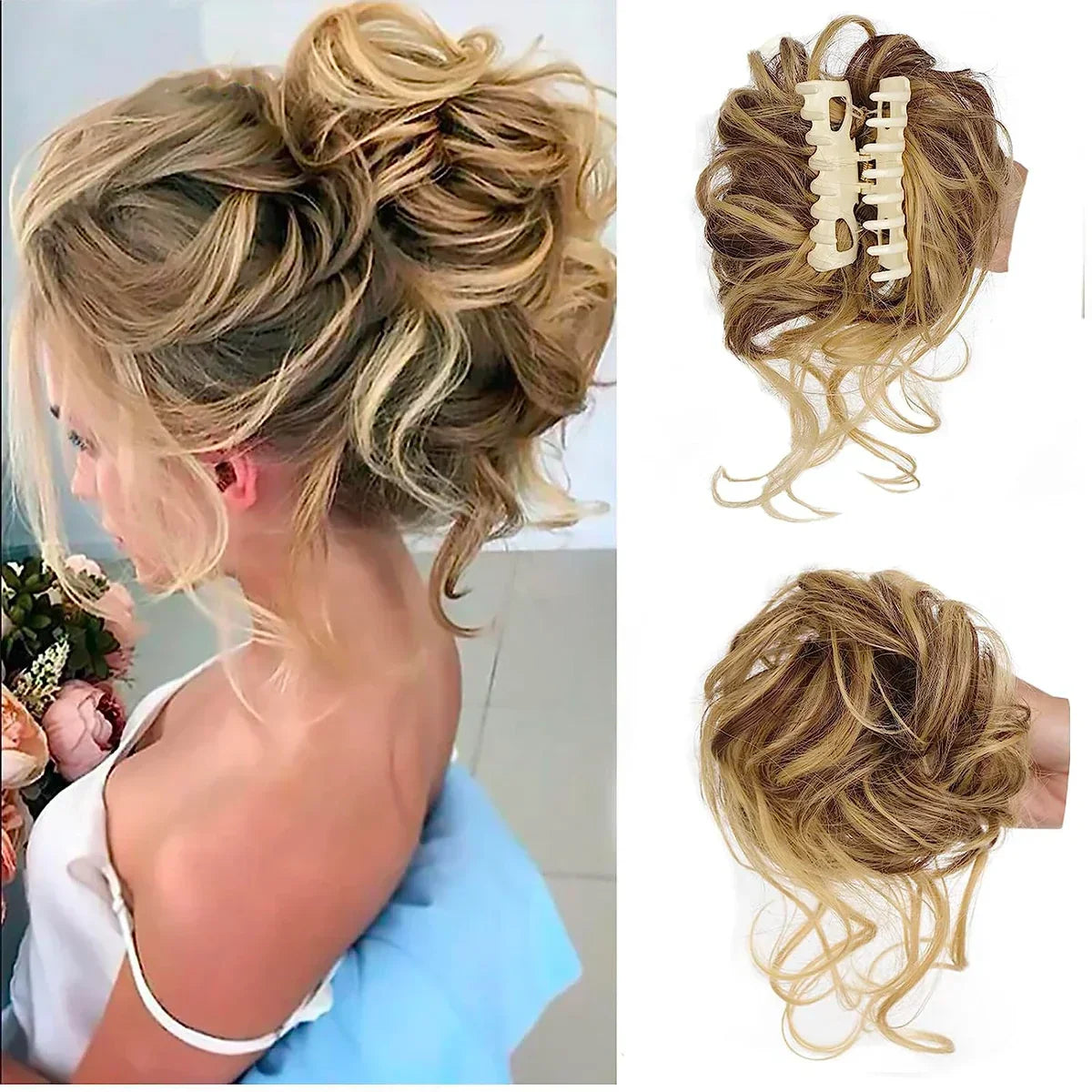 Volumizing Curly Clip-in Hair Bun for a Natural, Effortless Look