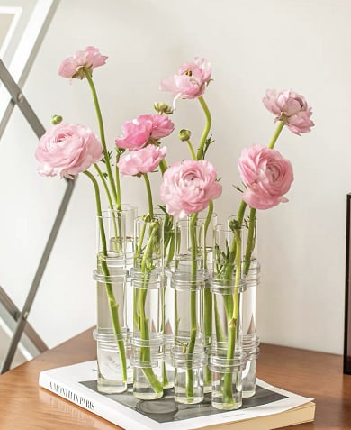 Adjustable Glass Tube Vases with Hinged Design for Modern Floral Displays